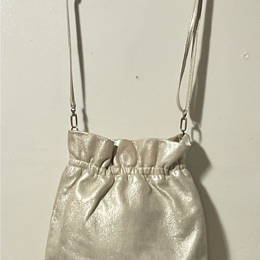 Hobo Large Silver Leather Pouch Shoulder Bag bridal purse